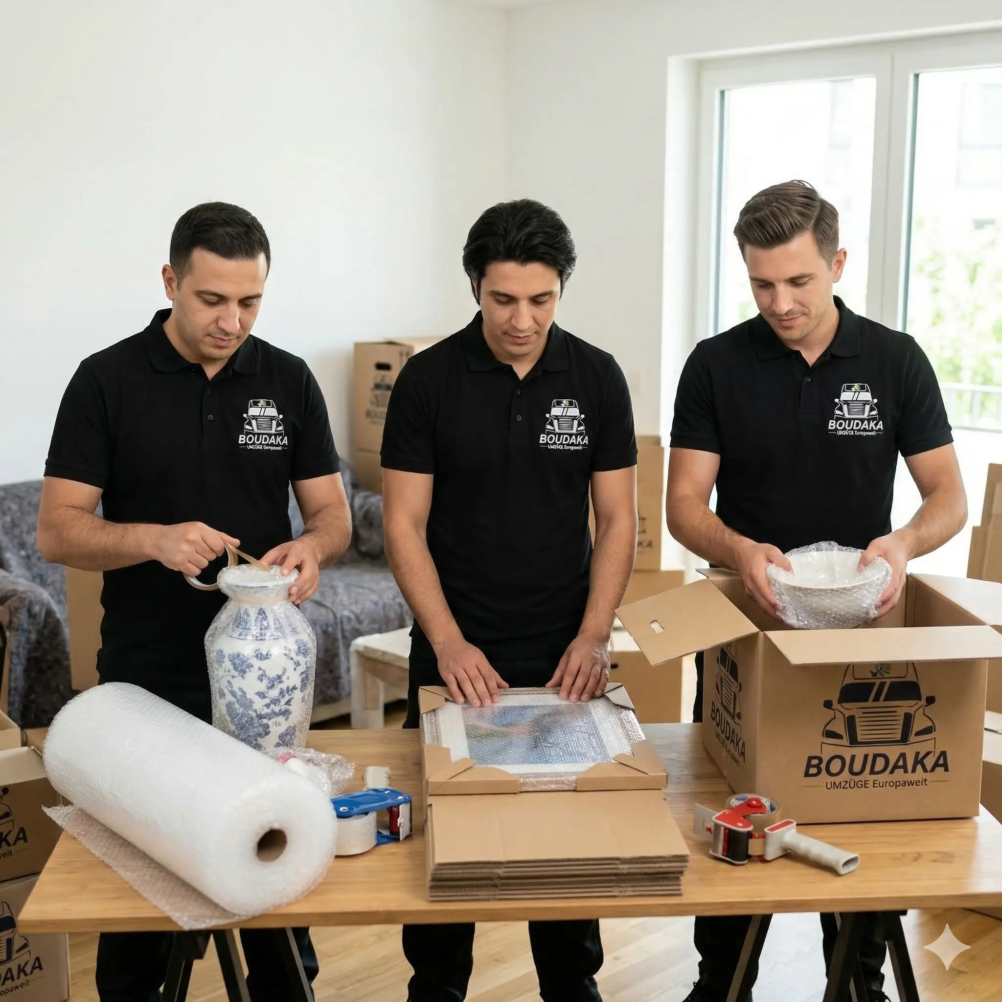 Verpackungsservice für Umzüge mit Schutz empfindlicher Gegenstände und geordneter Vorbereitung.