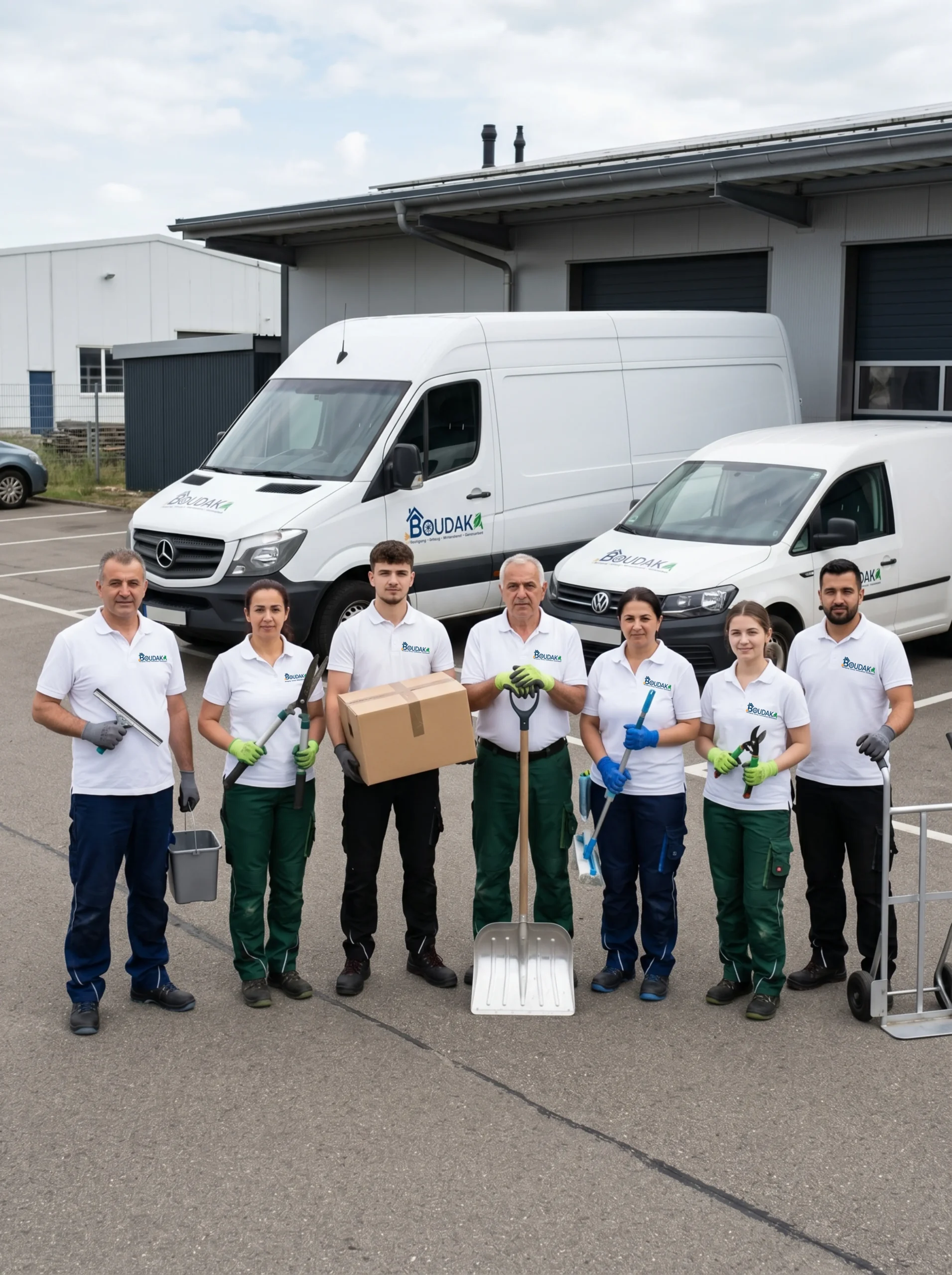 Dienstleistungen Boudaka Team und Servicefahrzeug
